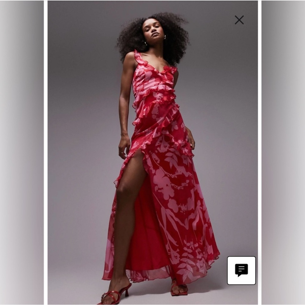 Topshop ruffle cami maxi slip dress floral